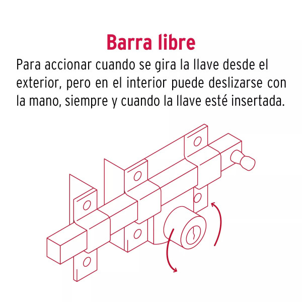 ‣ Cerradura de barra libre 2 llaves estándar, HERMEX | Hermex