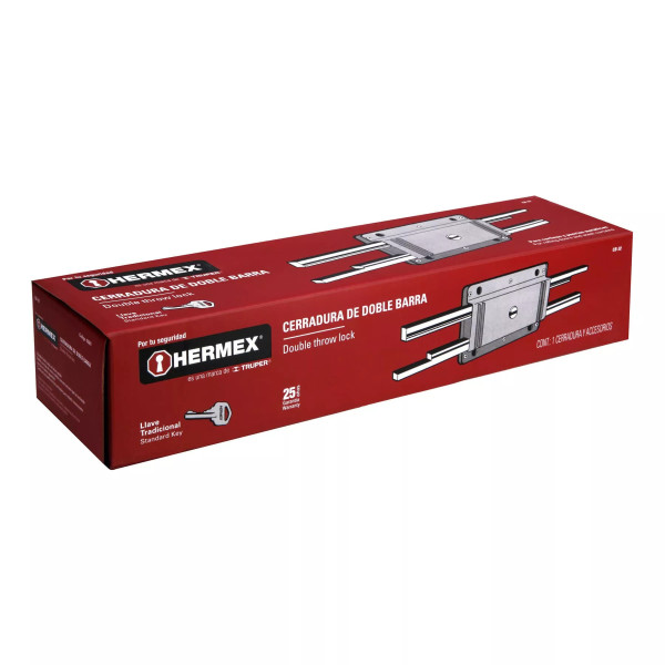 ‣ Cerradura doble barra, doble cerrojo HERMEX... | Hermex
