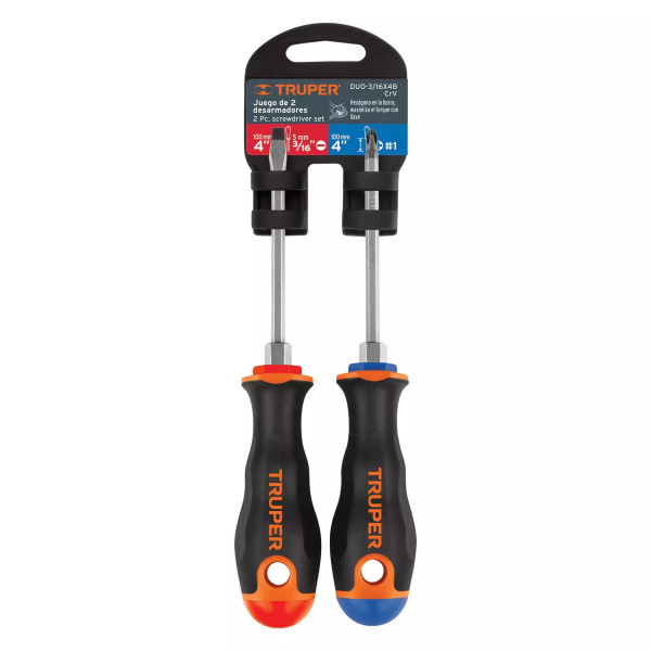 Dúo De Desarmadores 3/16' X 4' Mango Comfort Grip, Truper | Desarmadores, atornilladores y similares