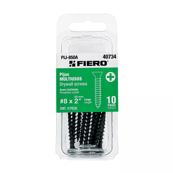 ‣ Blíster 10 pijas multiusos No.8 x 2" | Fiero