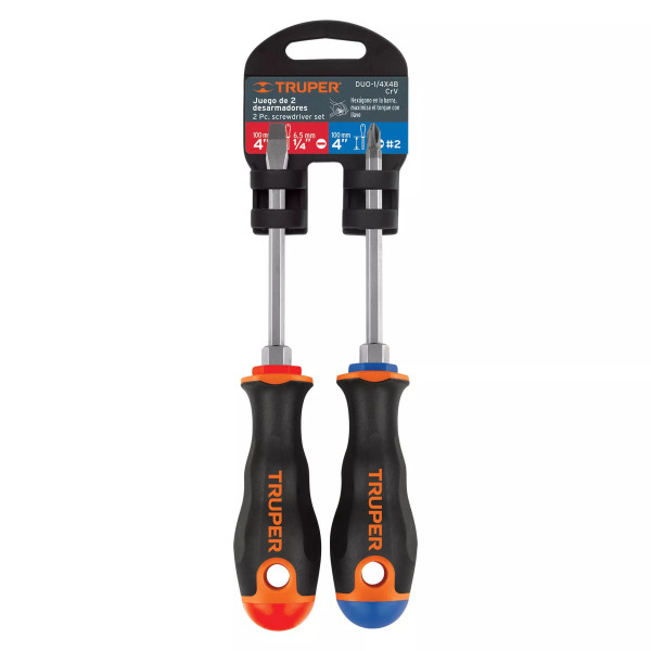 Dúo De Desarmadores 1/4' X 4' Mango Comfort Grip, Truper | Desarmadores, atornilladores y similares