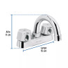 ‣ Mezcladora 4" lavabo, cuello curvo | Foset