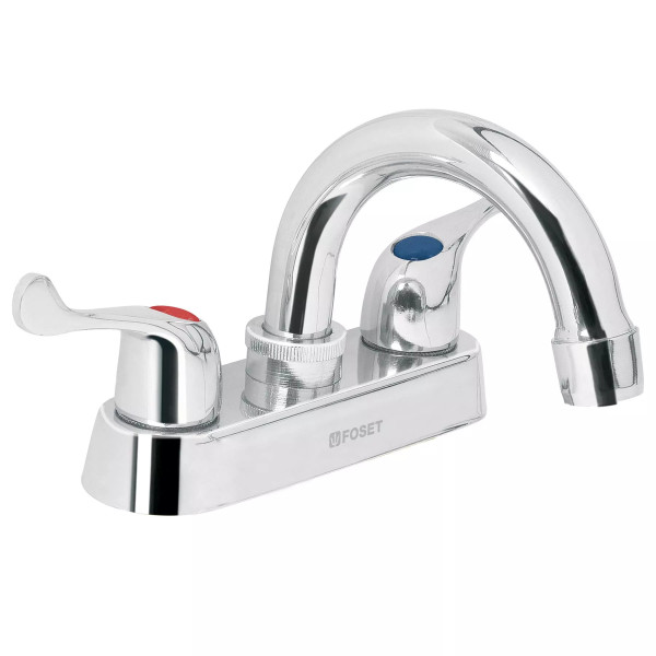 ‣ Mezcladora 4" para lavabo, cuello curvo | Foset