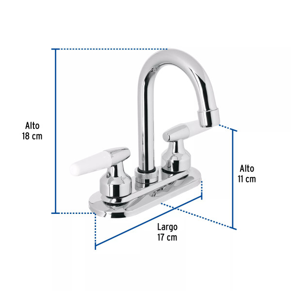 ‣ Mezcladora 4" lavabo cuello bar, manerales cono | Foset