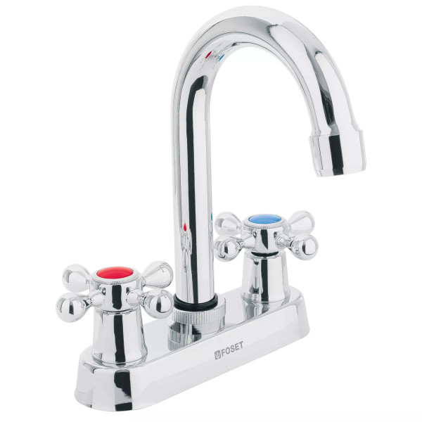 ‣ Mezcladora 4" para lavabo, cuello bar | Foset