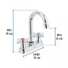 ‣ Mezcladora 4" para lavabo, cuello bar | Foset
