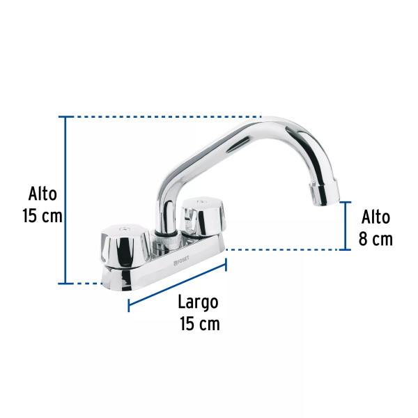 ‣ Mezcladora 4" para lavabo, tubular | Foset
