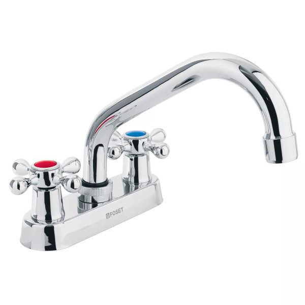 ‣ Mezcladora 4" lavabo, cuello tubular, manerales... | Foset