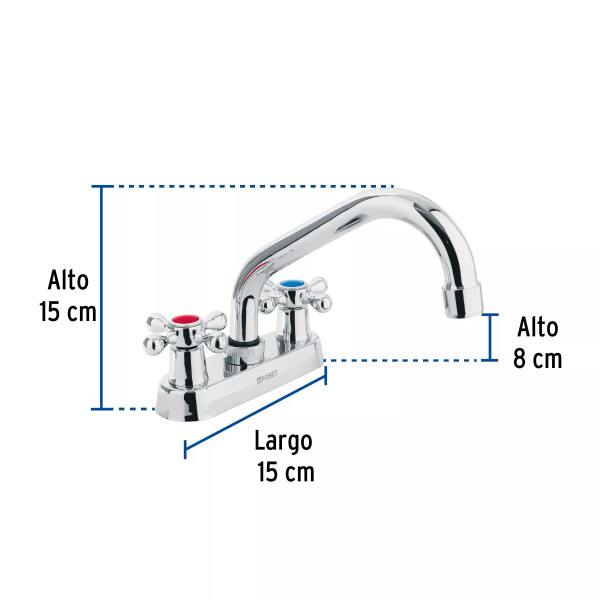 ‣ Mezcladora 4" lavabo, cuello tubular, manerales... | Foset
