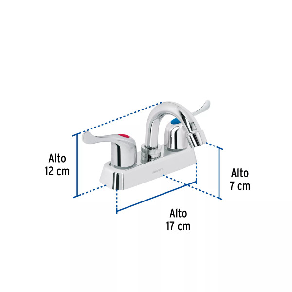 ‣ Mezcladora 4" lavabo ABS, cuello curvo, BASIC | Foset