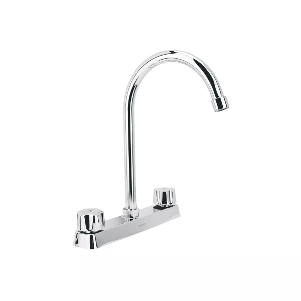 ‣ Mezcladora 8" fregadero cromo, cuello curvo... | Foset