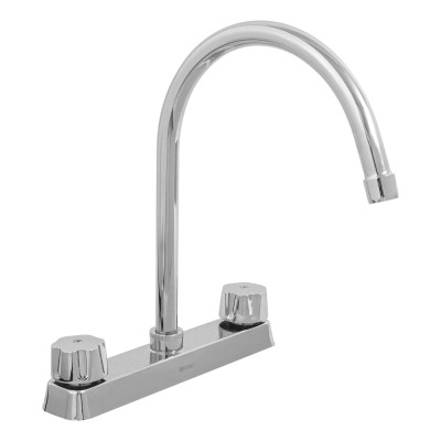 ‣ Mezcladora 8" fregadero cromo, curvo, compresión | Foset