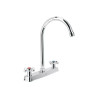 ‣ Mezcladora 8" fregadero cromo, cuello curvo | Foset
