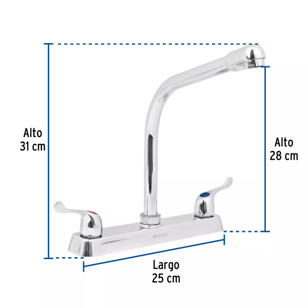 ‣ Mezcladora 8" fregadero cromo cu... | Foset