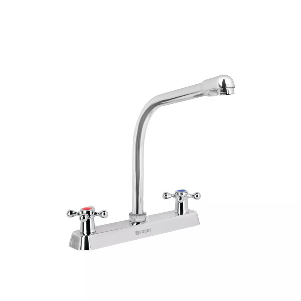 ‣ Mezcladora 8" fregadero cromo, cuello cobra | Foset