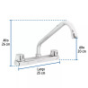 ‣ Mezcladora 8" fregadero cromo cuello largo BASIC | Foset