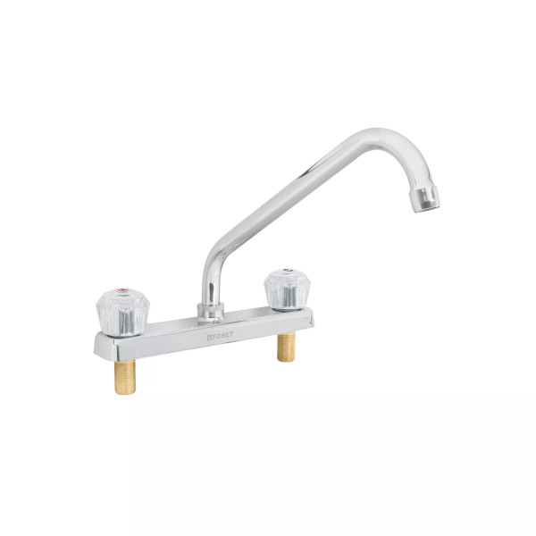 ‣ Mezcladora 8" fregadero cromo, cuello largo | Foset