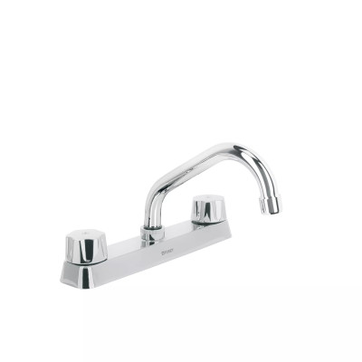 ‣ Mezcladora 8" fregadero cromo, cuello corto | Foset