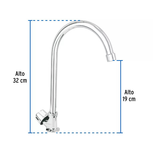 ‣ Llave fregadero cuello curvo hexagonal BASIC | Foset