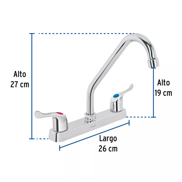 ‣ Mezcladora 8" fregadero, ABS, cuello largo... | Foset