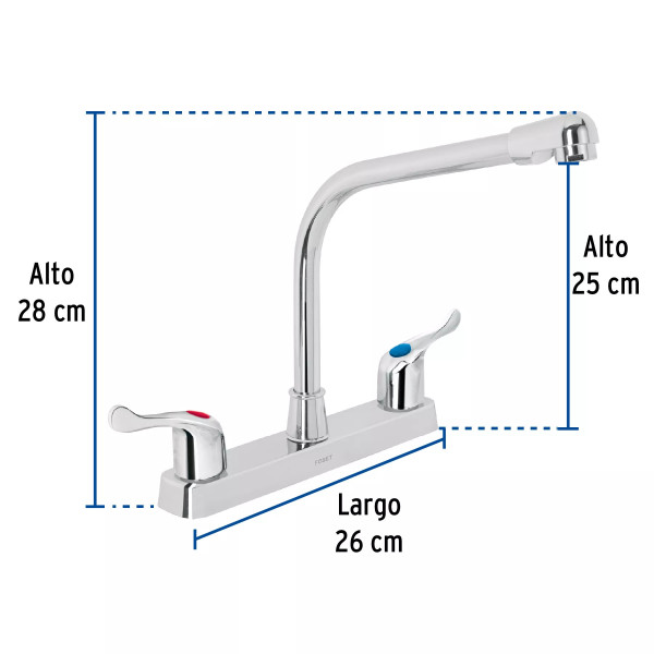 ‣ Mezcladora 8" fregadero ABS cuello cobra BASIC | Foset