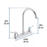 ‣ Mezcladora 8" fregadero, ABS, cuello curvo | Foset