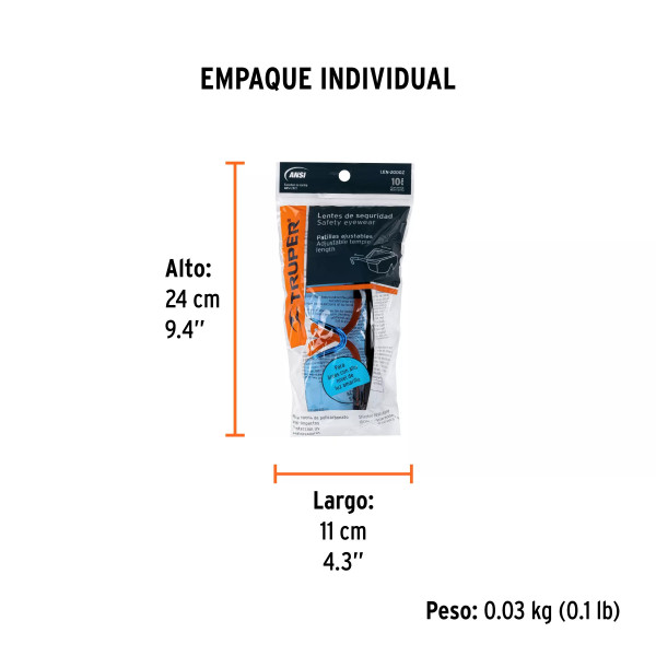 Lentes de seguridad ajustables azules, Truper Classic