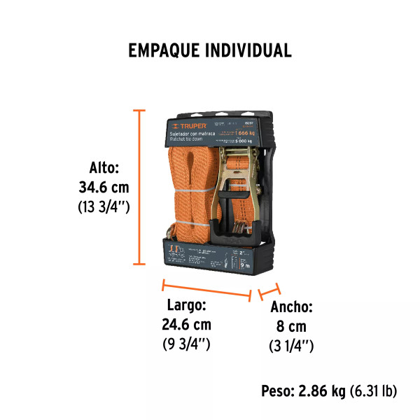 Sujetador Con Matraca Carga Máxima 5000 Kg, Truper | Herramientas Manuales