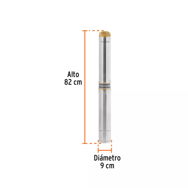 Bomba sumergible tipo bala, 1-1/2HP, agrícola, 220V, TRUPER