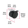 Rodaja tipo yoyo de 50 mm con placa, con freno, FIERO