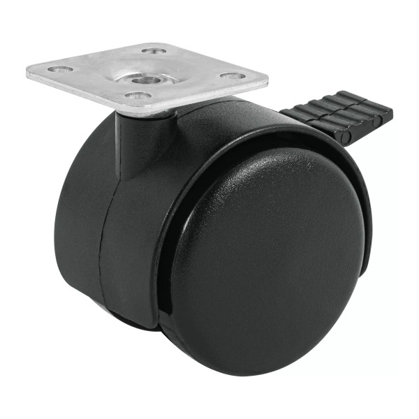 Rodaja tipo yoyo de 50 mm con placa, con freno, FIERO