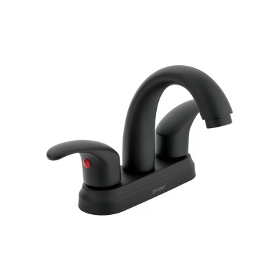 Mezcladora lavabo 4" negro, nariz curva, palanca, AQUA