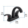 Mezcladora lavabo 4" negro, nariz curva, palanca, AQUA