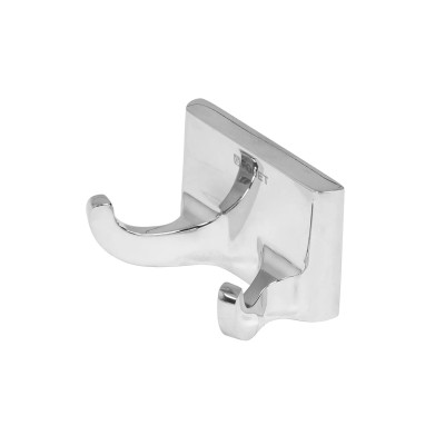 Gancho doble para toallas, metálico, cromo, BASIC