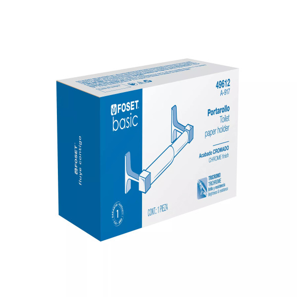 Portarrollo sin cubierta, metálico, cromo, BASIC