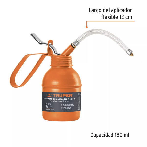 Aceitera De 180 Ml (6 Oz) Con Aplicador Flexible, Truper | Herramientas Manuales