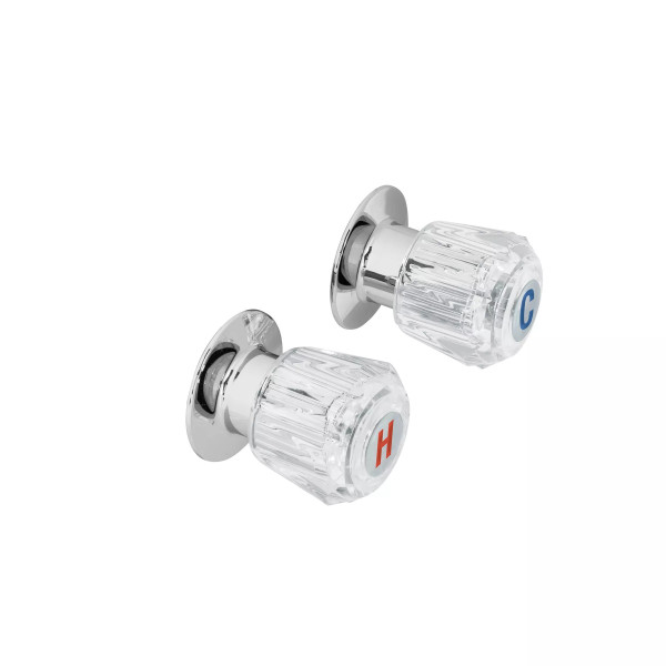 Juego de 2 manerales acrílico trans. para regadera, BASIC