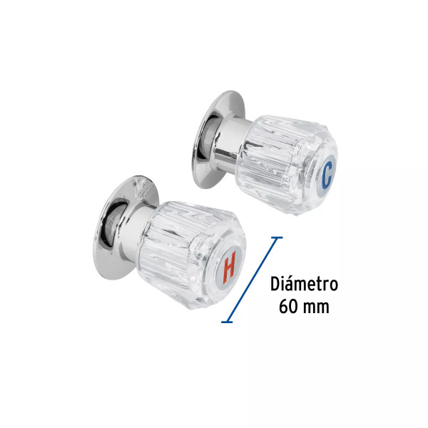 Juego de 2 manerales acrílico trans. para regadera, BASIC