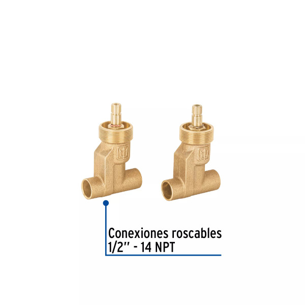 Juego llaves empotrar soldables, 1/4 vuelta, s/maneral FOSET