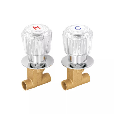 Juego llaves empotrar soldables, maneral acrílico, FOSET