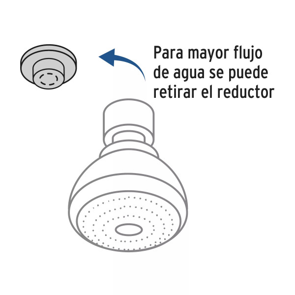 Regadera plástica redonda 2-1/2" grisblanca, FOSET BASIC
