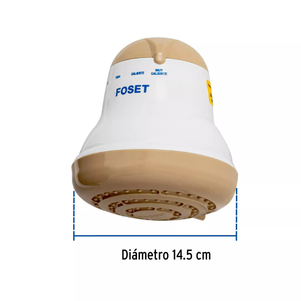 Regadera eléctrica, 4 temperaturas, 14.5cm, beige, Foset