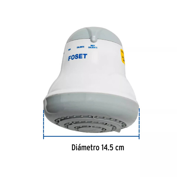 Regadera eléctrica, 4 temperaturas, 14.5cm, gris, Foset