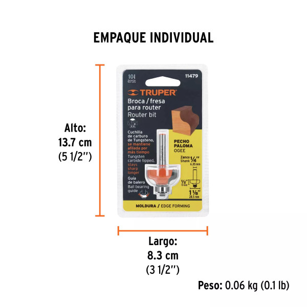 ‣ Broca para router 1-1/8" con balero | Truper