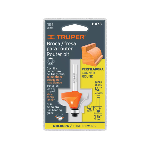 Broca para router, redondeado con moldura, 1-1/4" con balero