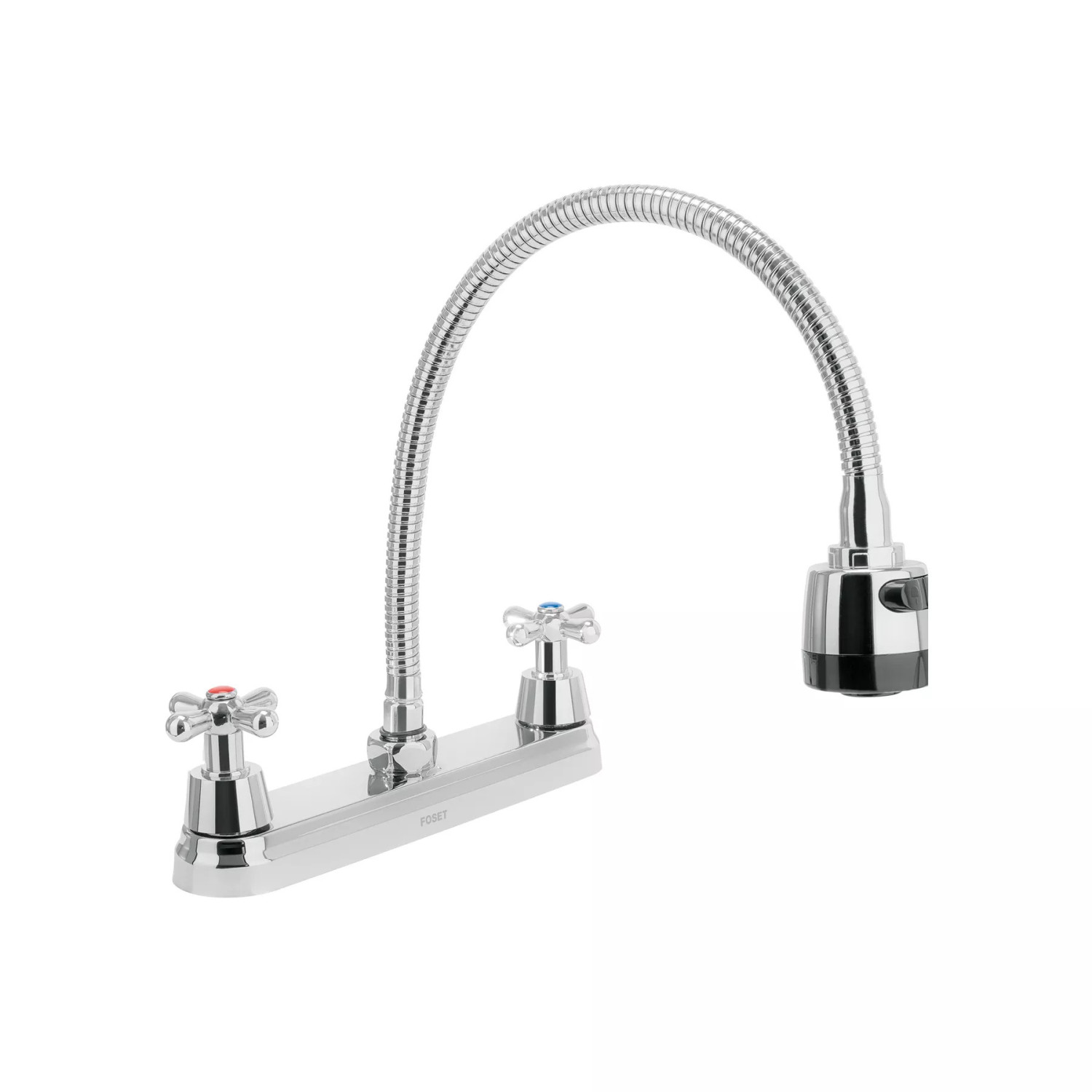 Mezcladora fregadero 8" cromo, cuello flexible, cruceta,AQUA