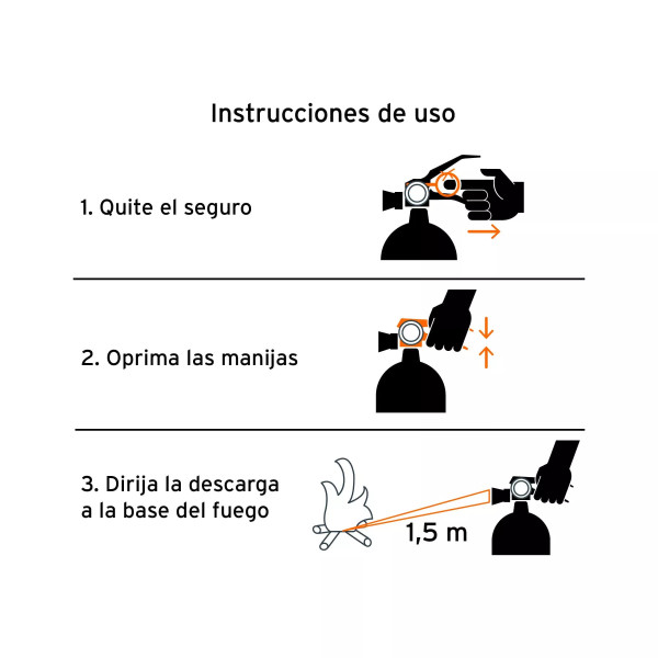 Extintor portátil recargable 1 kg, polvo tipo ABC, Truper
