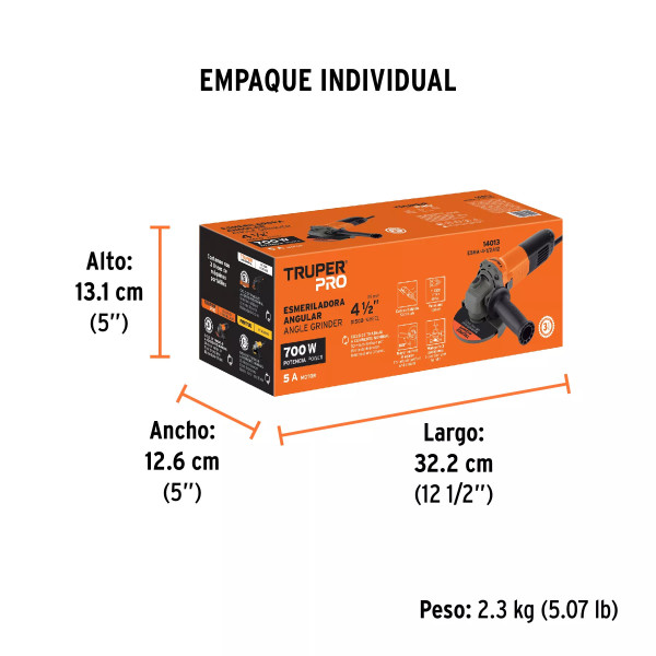 Pulidora Esmeriladora Angular 4-1/2' 700 W, Profesional | Pulidoras / Esmeriles