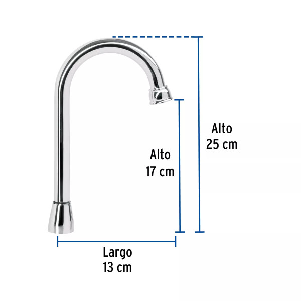 Cuello tipo bar para mezcladora de lavabo, cromo, AQUA