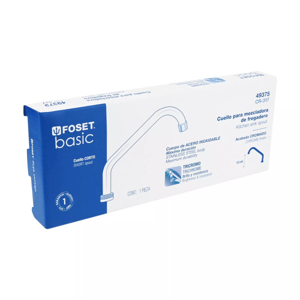 Cuello corto para mezcladora de fregadero, cromo, BASIC